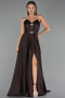 Long Brown Satin Evening Dress ABU6553