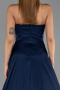 Long Navy Blue Satin Evening Dress ABU6553