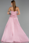 Long Powder Color Satin Evening Dress ABU6553