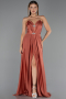 Long Light Brown Satin Evening Dress ABU6553
