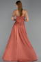 Long Light Brown Satin Evening Dress ABU6553