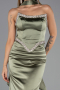 Long Olive Drab Satin Evening Dress ABU6554