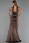 Long Brown Satin Evening Dress ABU6554