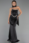 Long Black Satin Evening Dress ABU6554