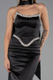 Long Black Satin Evening Dress ABU6554