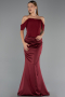 Long Burgundy Satin Mermaid Evening Gown ABU6525