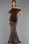 Long Brown Satin Mermaid Evening Gown ABU6525