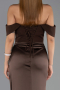 Long Brown Satin Mermaid Evening Gown ABU6525