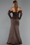 Long Brown Satin Evening Dress ABU6555