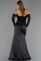 Long Black Satin Evening Dress ABU6555