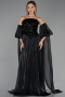 Long Black Chiffon Evening Dress ABU6533