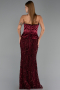 Long Burgundy Scaly Evening Dress ABU6556
