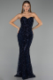 Long Navy Blue Scaly Evening Dress ABU6556