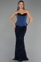 Long Navy Blue Scaly Evening Dress ABU6556