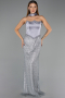 Long Anthracite Beaded Evening Dress ABU6238