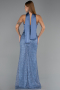 Long Indigo Beaded Plus Size Evening Dress ABU6258