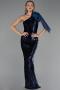 Long Navy Blue Scaly Evening Dress ABU6559