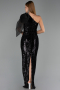 Long Black Scaly Evening Dress ABU6559
