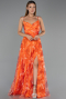 Long Orange Plus Size Prom Dress ABU6558
