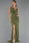 Long Oil Green Chiffon Evening Dress ABU6500