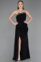 Long Black Dantelle Evening Dress ABU6562