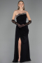 Long Black Dantelle Evening Dress ABU6562
