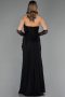 Long Black Dantelle Evening Dress ABU6562