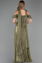 Long Olive Drab Chiffon Evening Dress ABU6563