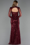 Long Burgundy Beaded Evening Dress ABU6564
