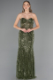 Long Olive Drab Beaded Evening Dress ABU6564