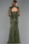 Long Olive Drab Beaded Evening Dress ABU6564