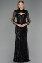Long Black Beaded Evening Dress ABU6564