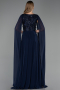 Long Navy Blue Chiffon Evening Dress ABU6566