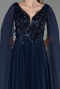 Long Navy Blue Chiffon Evening Dress ABU6566