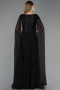 Long Black Chiffon Evening Dress ABU6566
