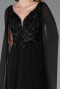 Long Black Chiffon Evening Dress ABU6566