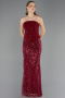Long Burgundy Beaded Evening Dress ABU6567
