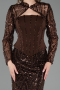 Long Dark Brown Beaded Evening Dress ABU6567