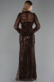 Long Dark Brown Beaded Evening Dress ABU6567