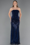 Long Navy Blue Beaded Evening Dress ABU6567
