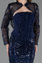 Long Navy Blue Beaded Evening Dress ABU6567