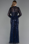 Long Navy Blue Beaded Evening Dress ABU6567