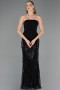 Long Black Beaded Evening Dress ABU6567