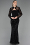 Long Black Beaded Evening Dress ABU6567