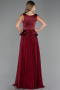 Long Burgundy Chiffon Evening Dress ABU6568