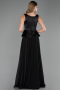 Long Black Chiffon Evening Dress ABU6568