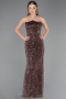 Long Brown Beaded Evening Dress ABU6569