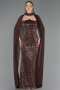 Long Brown Beaded Evening Dress ABU6569