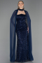 Long Navy Blue Beaded Evening Dress ABU6569
