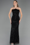 Long Black Beaded Evening Dress ABU6569